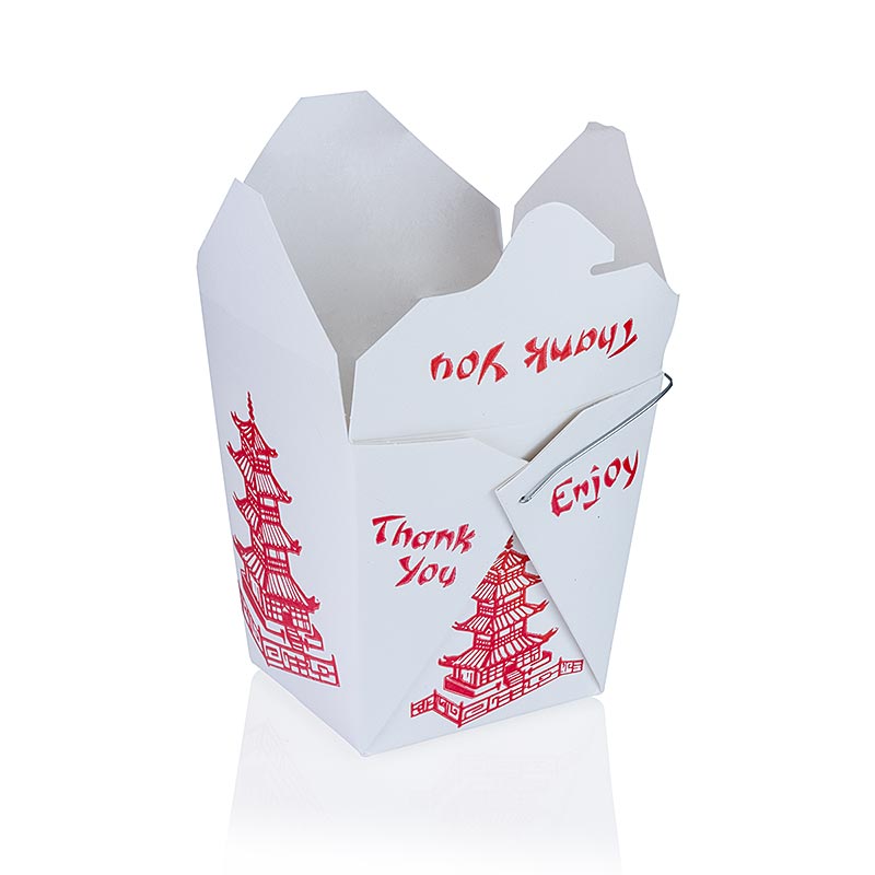 Einweg Take-away-Box Asia, mit Bügel und Pagode bedruckt, 750 ml, Fold-Pak - 1 St - Lose Einweg Take-away-Box Asia, mit Bügel und Pagode bedruckt, 750 ml, Fold-Pak - 1 St - Lose