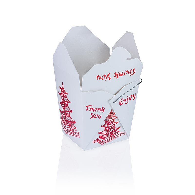 Einweg Take Away Box Asia, mit Bügel und Pagode bedruckt, 460 ml, Fold-Pak - 1 St - Lose Einweg Take Away Box Asia, mit Bügel und Pagode bedruckt, 460 ml, Fold-Pak - 1 St - Lose