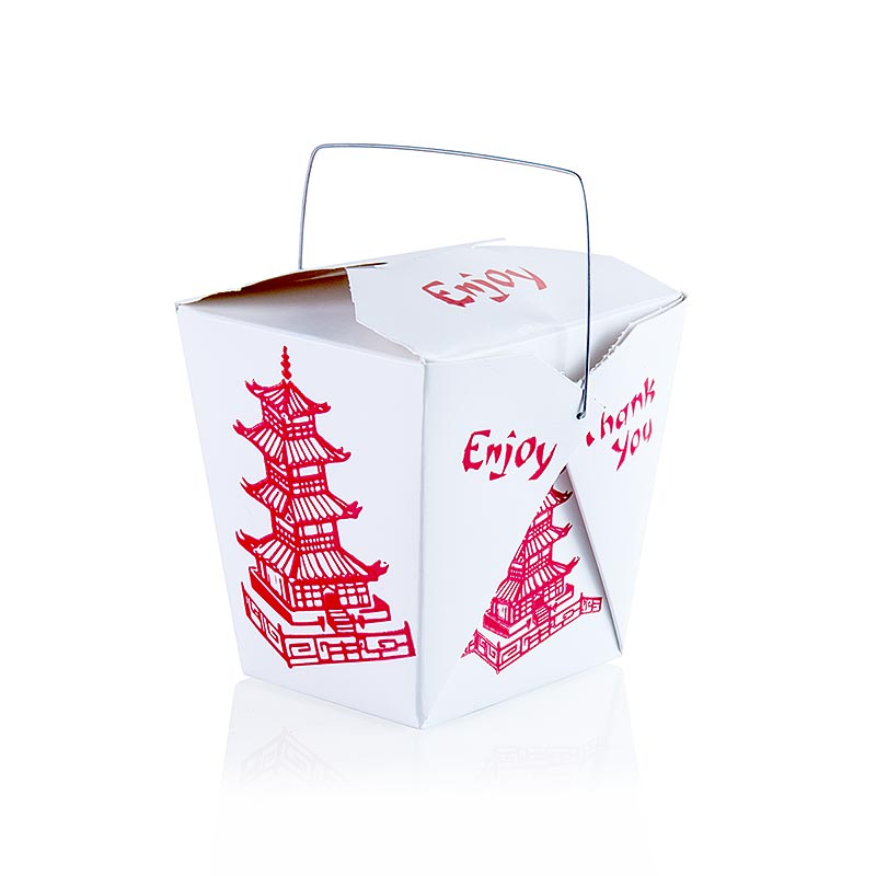Einweg Take-away-Box Asia, mit Bügel und Pagode bedruckt, 750 ml, Fold-Pak - 1 St - Lose Einweg Take-away-Box Asia, mit Bügel und Pagode bedruckt, 750 ml, Fold-Pak - 1 St - Lose