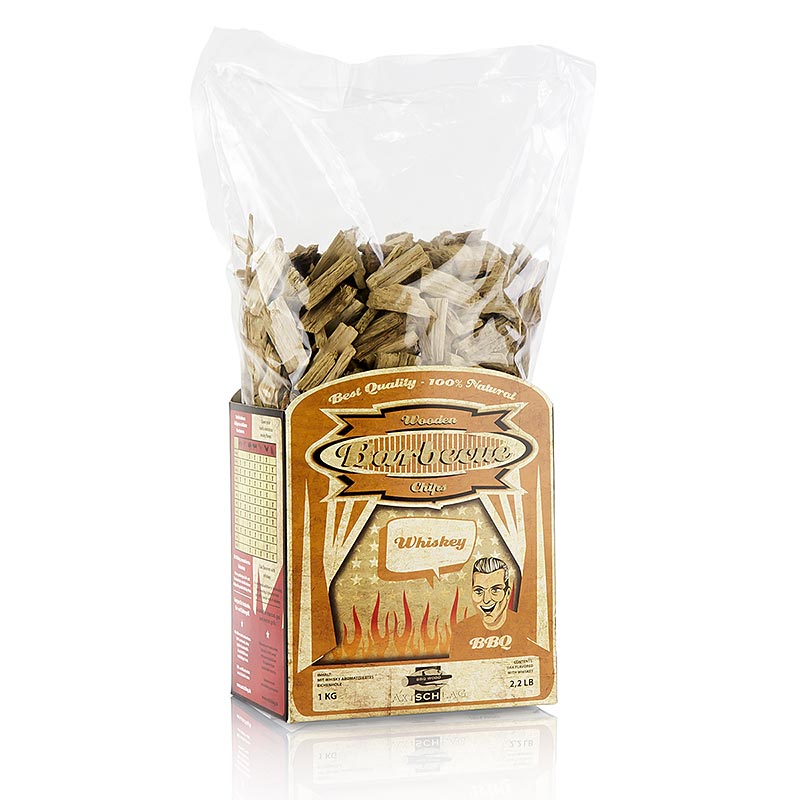 Grill BBQ: virutas para ahumar hechas de madera de roble whisky - 1 kg - Bolsa