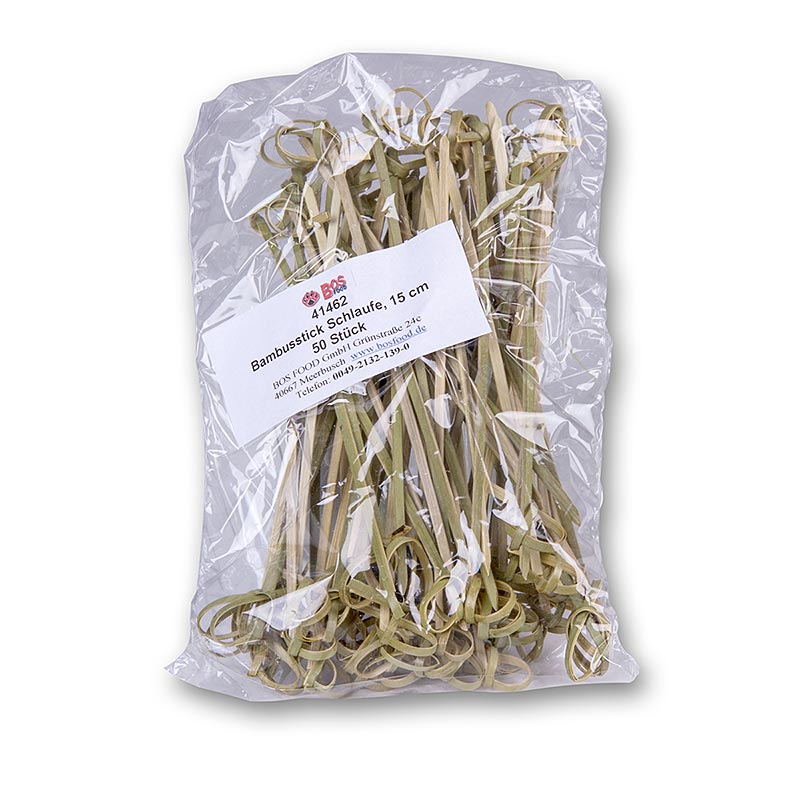 Bambusspjot, medh hnyttum endum, graenn, 15 cm - 50 stykki - taska