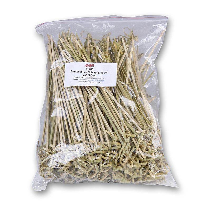 Brochetas de bambu, con extremo anudado, verdes, 18 cm - 250 piezas - bolsa