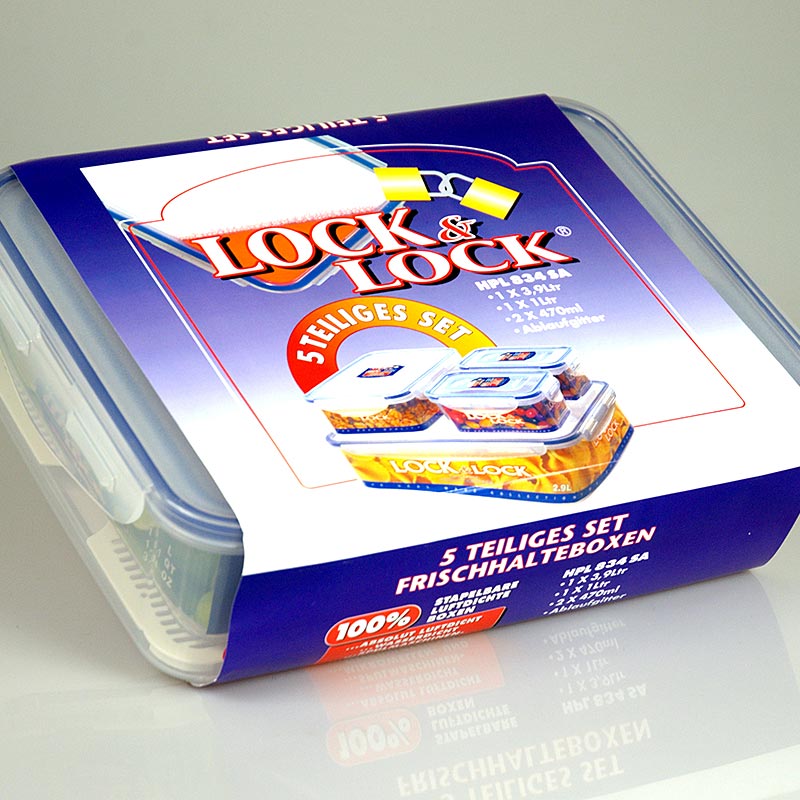 Frischebox Lock & Lock, 4er Set, rechteckig, 2x470ml, 1,0 l und 3,9 l - 4 tlg. - Lose Frischebox Lock & Lock, 4er Set, rechteckig, 2x470ml, 1,0 l und 3,9 l - 4 tlg. - Lose