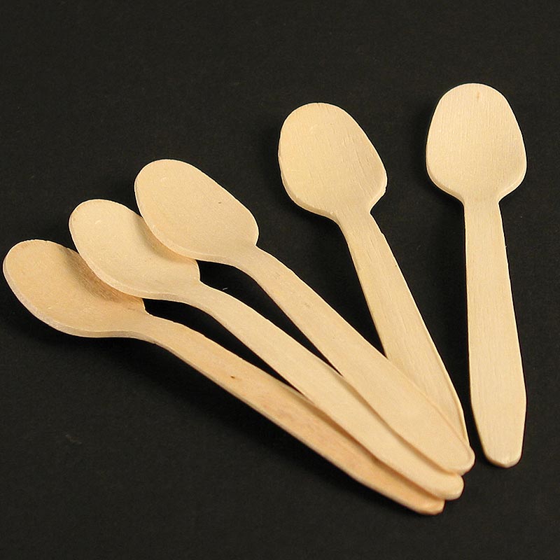 Holz-Kaffeelöffel, Einweg 11 cm lang - 100 Stück - Beutel Holz-Kaffeelöffel, Einweg 11 cm lang - 100 Stück - Beutel