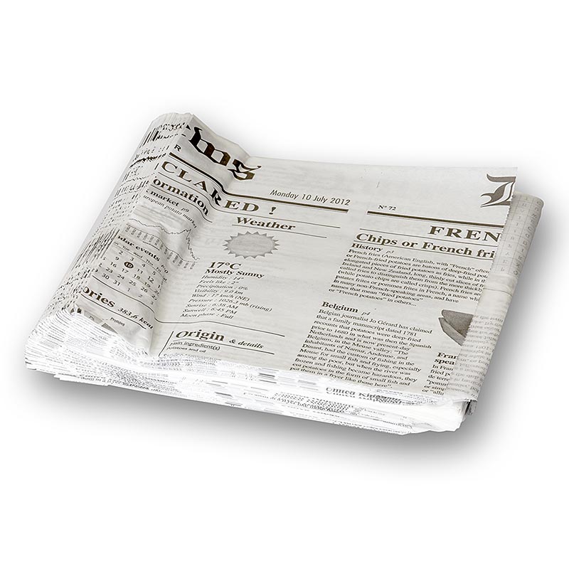 Beg snek pakai buang dengan cetakan surat khabar, lebih kurang 170 x 170 mm - 500 keping - kadbod