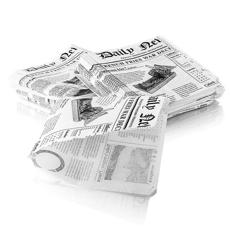 Saco de lanche descartavel com impressao de jornal, aproximadamente 170 x 170 mm - 500 pecas - Cartao Saco de lanche descartavel com impressao de jornal, aproximadamente 170 x 170 mm - 500 pecas - Cartao