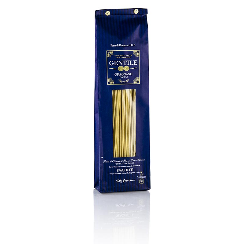 Pastificio Gentile Gragnano IGP / SGI - Spaghetti, Ø 2,2 mm, piirretty pronssi - 500g - laukku