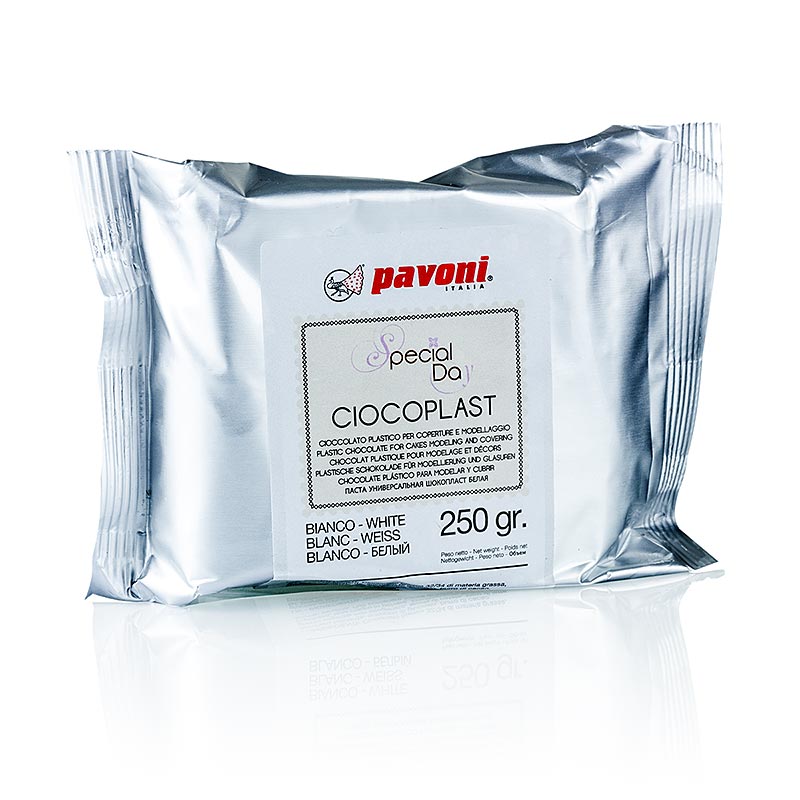 Mallittavissa oleva suklaa, valkoinen, Pavoni - 250 g - folio