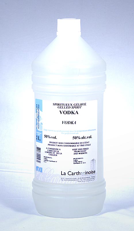 Vodka, 50 tilavuusprosenttia, geeli leivonnaisten ja jaatelon valmistukseen - 2 litraa - PE pullo