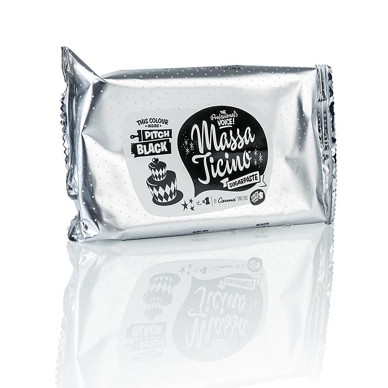 Massa Ticino 250 g, cobertura de bolo, Pitch Black, vegan, sem AZO, Carma - 250g - pacote Massa Ticino 250 g, cobertura de bolo, Pitch Black, vegan, sem AZO, Carma - 250g - pacote