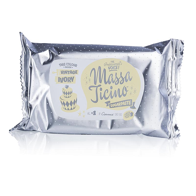 Massa Ticino 250 g, cobertura para tartas, marfil vintage, vegano, sin AZO, Carma - 250 gramos - embalar