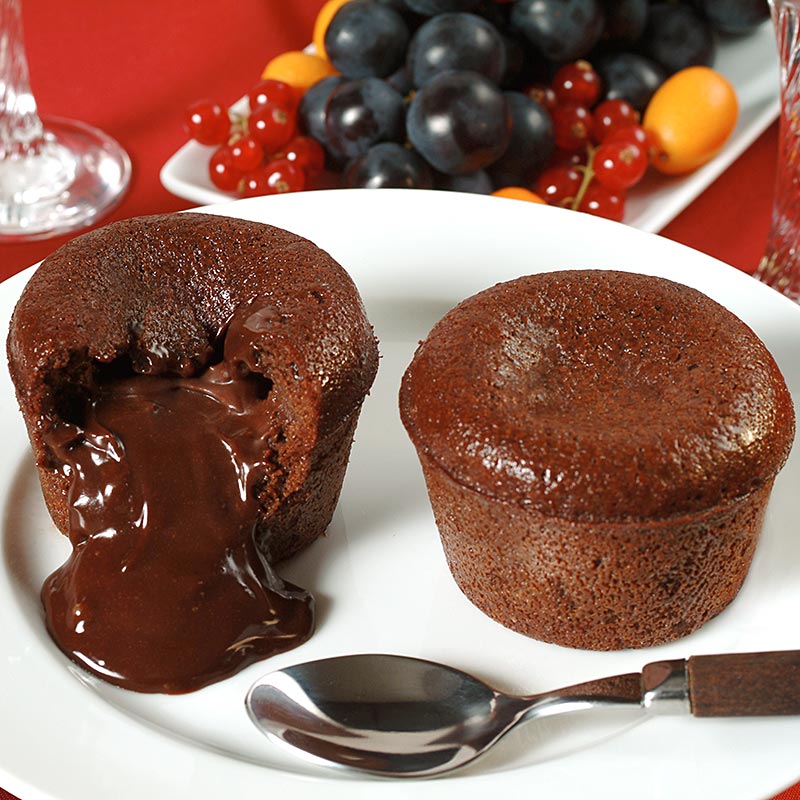 Fondant Chocolat - sufle de chocolate com nucleo liquido, Delifrance - 2,43kg, 27x90g - Cartao