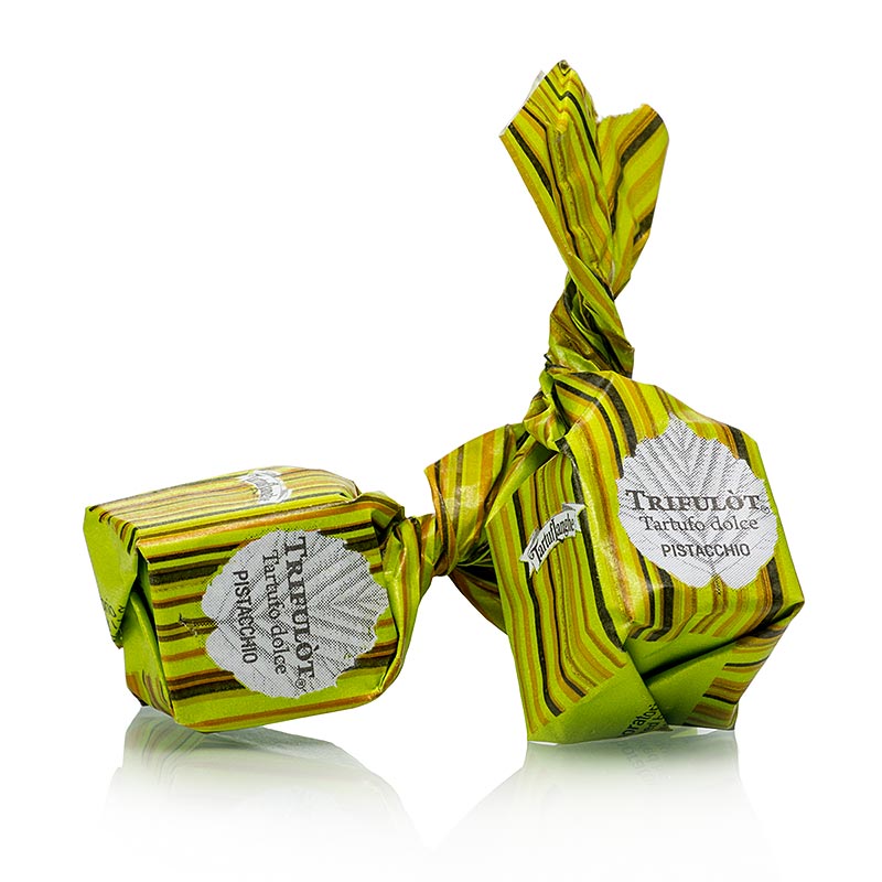 Mini bombons trufados de Tartuflanghe - Dolce dAlba, com pistache, aproximadamente 7g, verde claro - 200g - bolsa