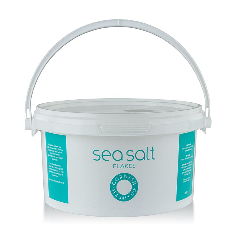 Cornish Sea Salt, escates de sal marina gruixuda de Cornualla / Anglaterra - 1 kg - Pe pot