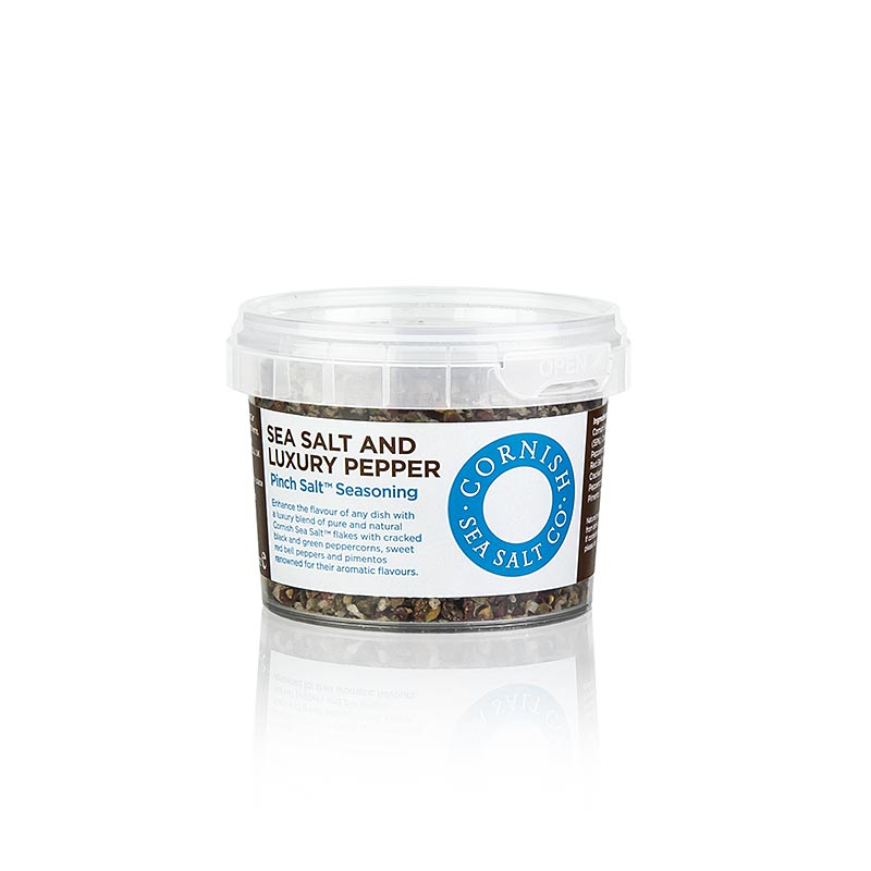 Cornish Sea Salt, flocos de sal marinho com pimenta da Cornualha / Inglaterra - 60g - Pe pode Cornish Sea Salt, flocos de sal marinho com pimenta da Cornualha / Inglaterra - 60g - Pe pode