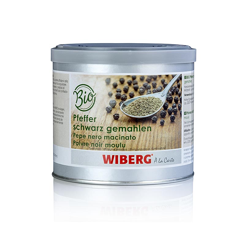 Pepe WIBERG BIOLOGICO, nero, macinato - 220 g - Scatola degli aromi