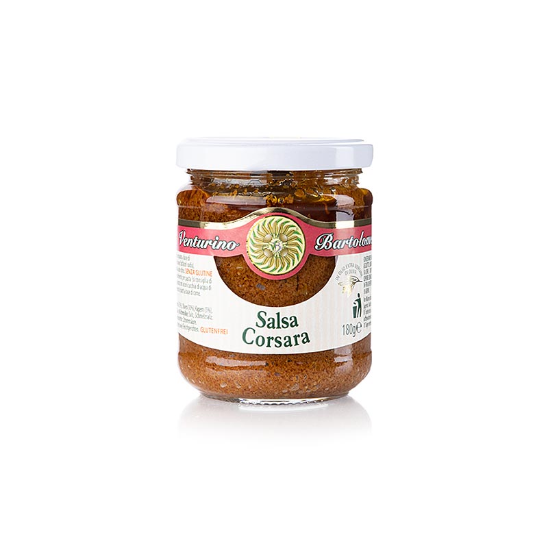 Korsikan tomaattipasta - Salsa Corsara, Venturino - 180 g - Lasi