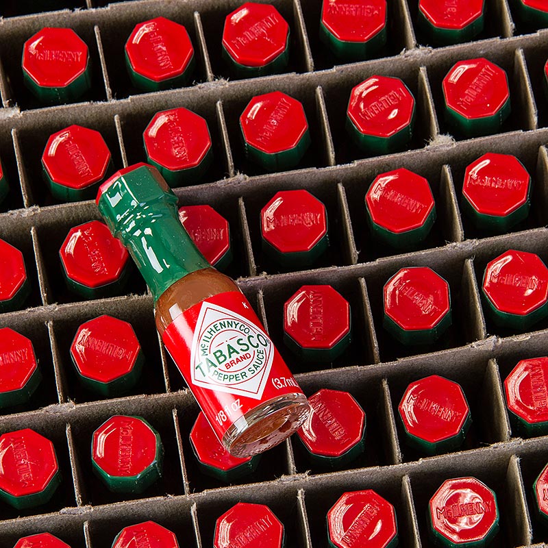 Tabasco, roed, krydret, miniflasker, McIlhenny - 533 ml, 144 x 3,7 ml - Kartong