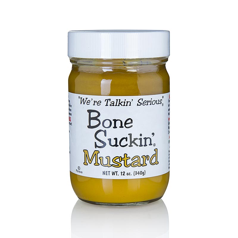 Bone Suckin` Mustard Regular (suave), mostaza BBQ, Ford`s Food - 325ml - Vaso
