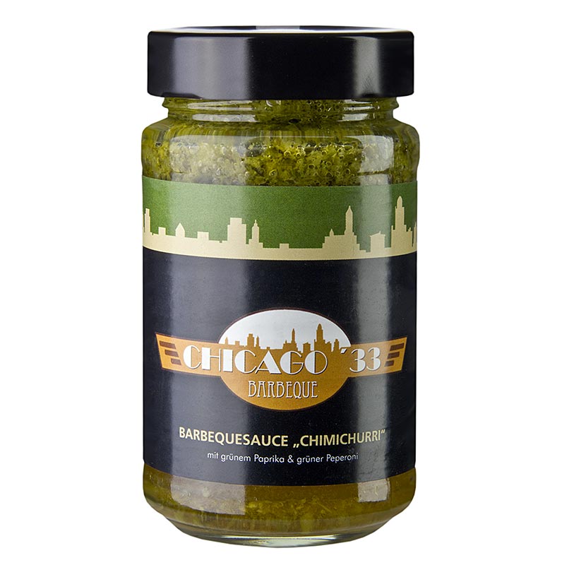 CHICAGO `33 Chimichurri, jeshile, salce BBQ me speca jeshil dhe peperoni - 225 ml - Xhami CHICAGO `33 Chimichurri, jeshile, salce BBQ me speca jeshil dhe peperoni - 225 ml - Xhami