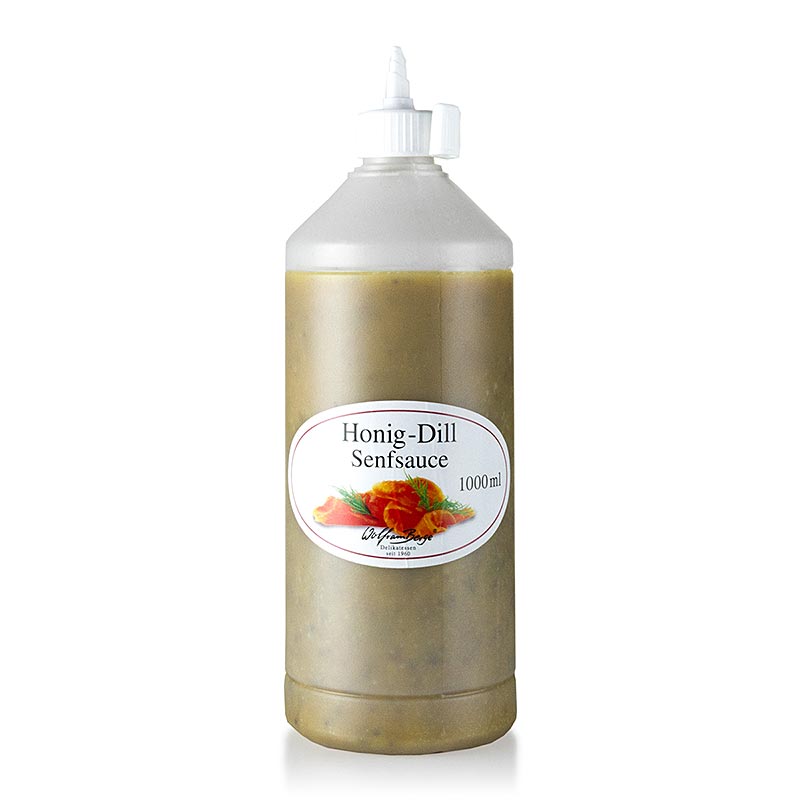 Salsa de mostassa amb anet i mel, Wolfram Berge - 1 litre - Ampolla de PE Salsa de mostassa amb anet i mel, Wolfram Berge - 1 litre - Ampolla de PE