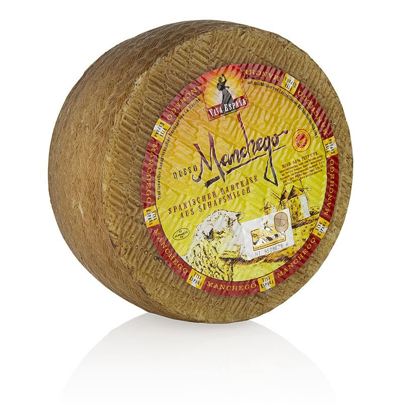 Queijo Manchego Viva Espana, idade 6 meses, roda inteira, DOP / DOP - aproximadamente 2,8 kg - vacuo