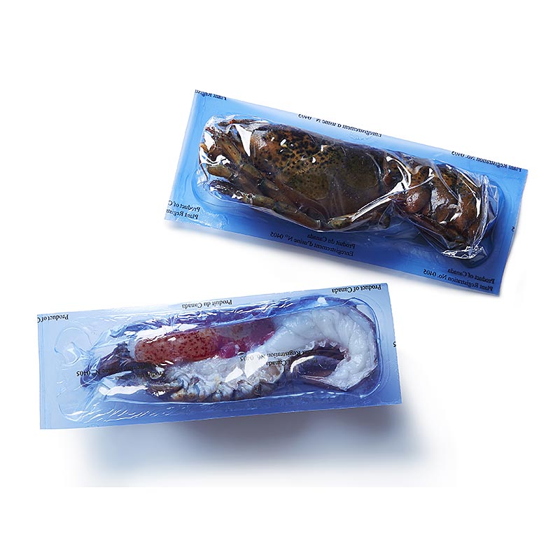 Langosta canadiense HPL, langosta partida por la mitad con tijeras de concha en bolsa de cocina - 300 g, 2 uds. - bolsa
