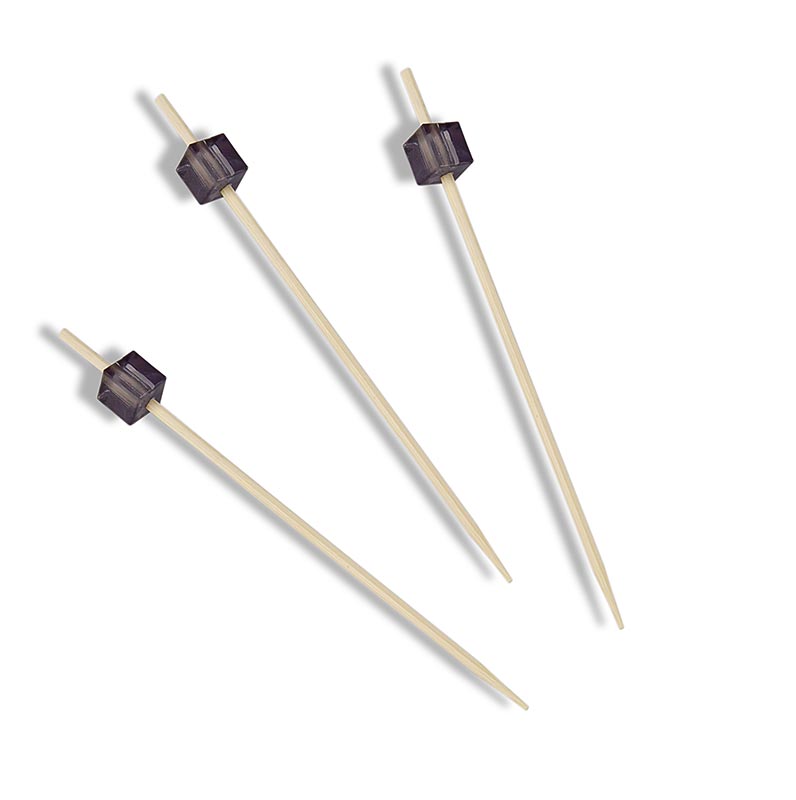 Holz-Spieße - mit transparentem schwarzen Würfel, 9 cm - 100 St - Beutel Holz-Spieße - mit transparentem schwarzen Würfel, 9 cm - 100 St - Beutel
