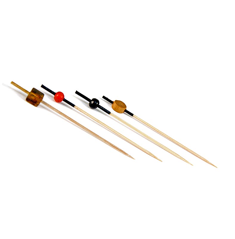 Stickpack I - 4 verschiedene Holz-Spieße mit Zierenden, je 100 St, 9cm lang - 400 St - Folie Stickpack I - 4 verschiedene Holz-Spieße mit Zierenden, je 100 St, 9cm lang - 400 St - Folie