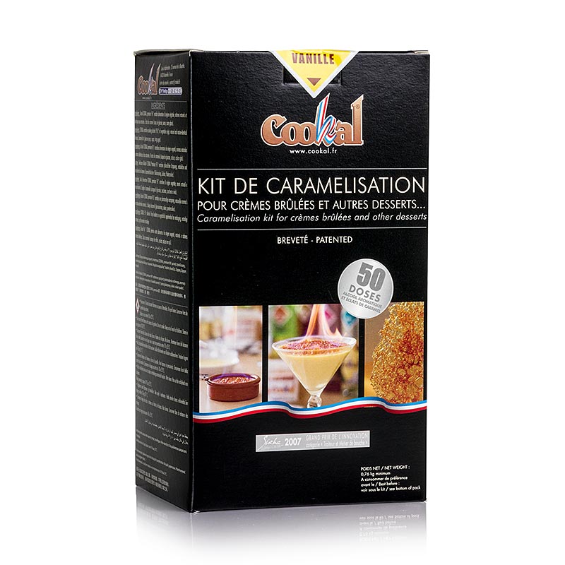 Set Creme Brulee Vaniglia, caramellata con essenza flambe, 50 porzioni - 51 pezzi - Cartone