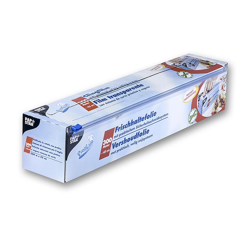 Filme plastico de PVC com sistema de corte, 300 mx 45 cm, Papstar - 1 rolo, 300 m - Cartao