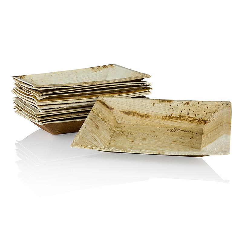 Piatto usa e getta in foglia di palma, quadrato, 12 x 17 cm, 100% compostabile - 25 pezzi - borsa