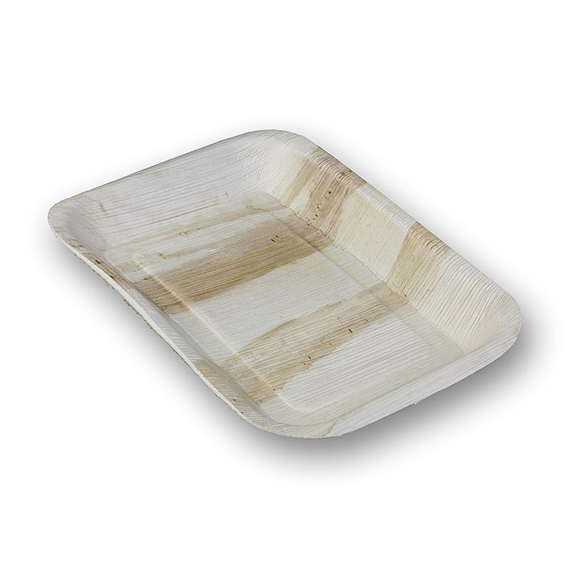 Plato desechable de hoja de palma, cuadrado, 16 x 24 cm, 100% compostable - 25 piezas - bolsa