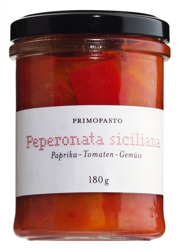 Peperonata siciliana, verduras con pimiento y tomate, primopasto - 180g - Vaso