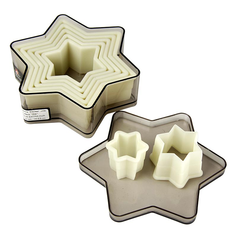deBUYER Ausstecher, Stern, Kunststoff, Ø 3-12cm, 3,5cm hoch - 7 tlg. - Dose deBUYER Ausstecher, Stern, Kunststoff, Ø 3-12cm, 3,5cm hoch - 7 tlg. - Dose