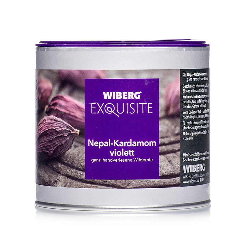 Wiberg Exquisito cardamomo de Nepal, morado, entero, cosecha silvestre recolectada a mano - 140g - caja de aromas