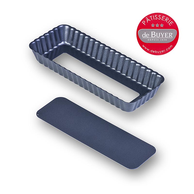 Forma para torta deBUYER, retangular, 20x8cm, com removivel. Chao - 1 pedaco - Solto Forma para torta deBUYER, retangular, 20x8cm, com removivel. Chao - 1 pedaco - Solto