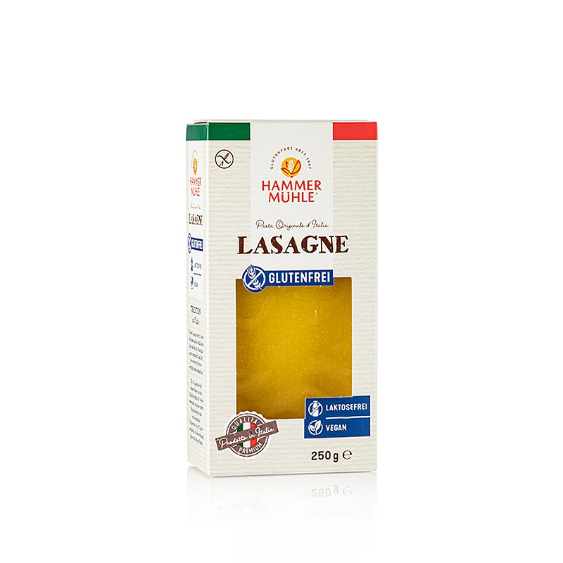 Hammermuhle - Piatti di lasagne di mais e riso, senza lattosio, senza glutine - 250 g - Cartone