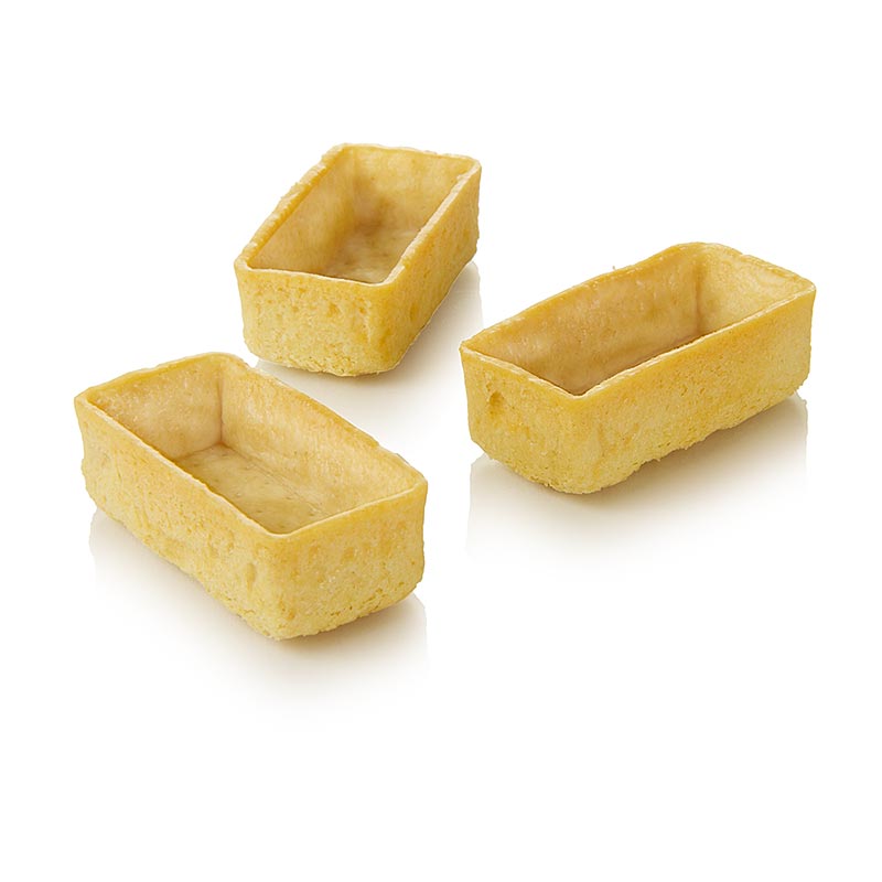 Tartellette dessert - Filigrano, rettangolare, 5.3x2.6cm, H 1.7cm, pasta frolla - 150 pezzi - Cartone