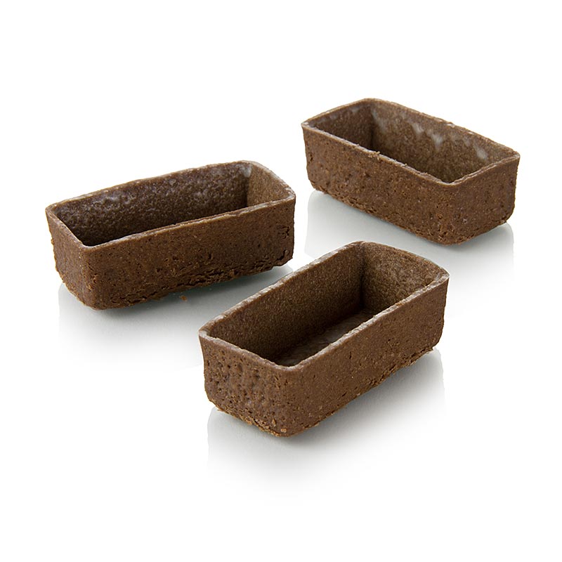 Desserttarteletter - Filigrano, rektangel, 5,3x2,6cm, H 1,7cm, chokladmordeg - 150 stycken - Kartong