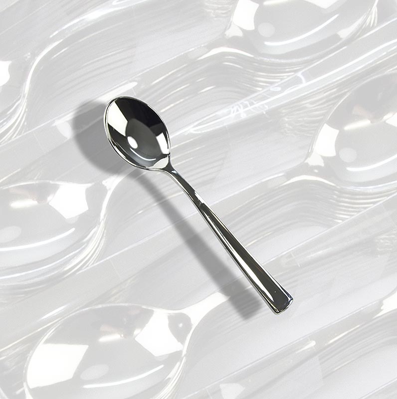 Einweg Silberkaffeelöffel, Kunststoff, silberfarben, 13 cm - 100 St - Karton Einweg Silberkaffeelöffel, Kunststoff, silberfarben, 13 cm - 100 St - Karton