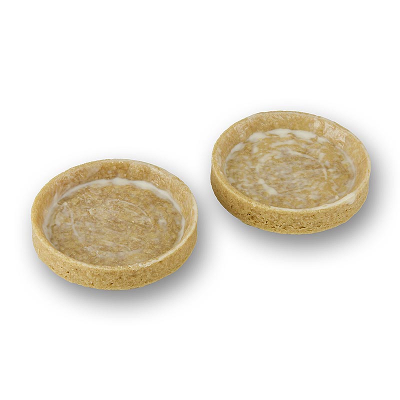Tortinhas de sobremesa com manteiga AOP, revestidas, Ø 55 x 10 mm h - 800g, 100 pecas - Cartao