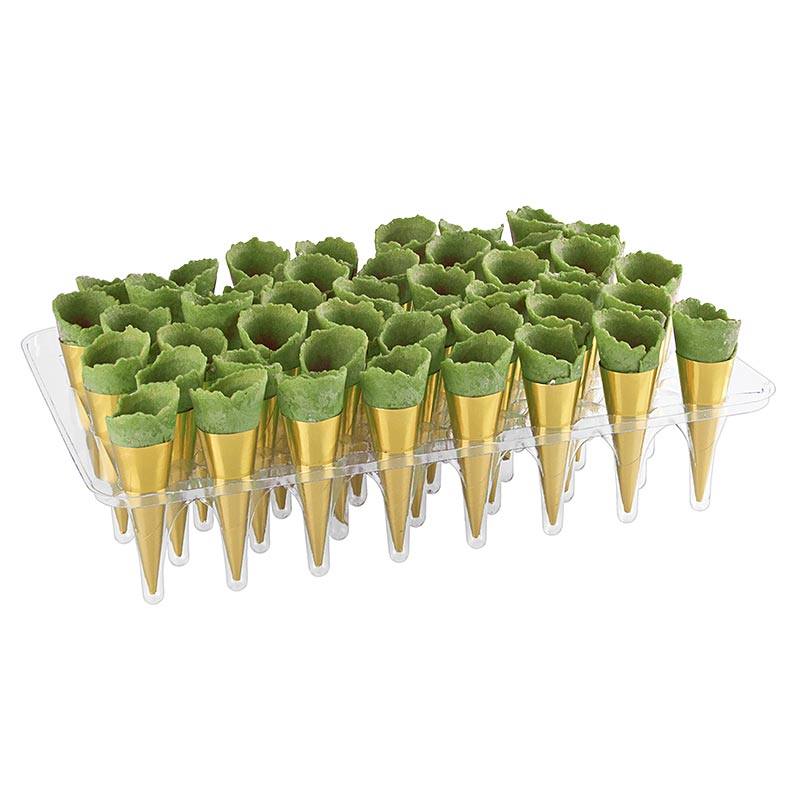 Mini croissants dourados, neutros, verdes, Ø 2,5x7,5cm - 1,3 kg, 180 pecas - Cartao