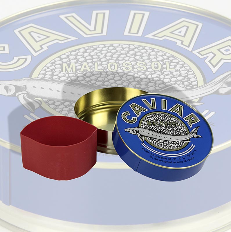 Kaviardose - dunkelblau, mit Verschluss-Gummi, Ø 15,5cm, für 1000g Kaviar - 1 St - Lose