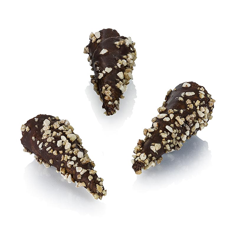 Koleksi Premium croissant mini, dengan coklat hitam dan getas, Ø 2,5x7,5cm - 1,8kg, 198 buah - Kardus