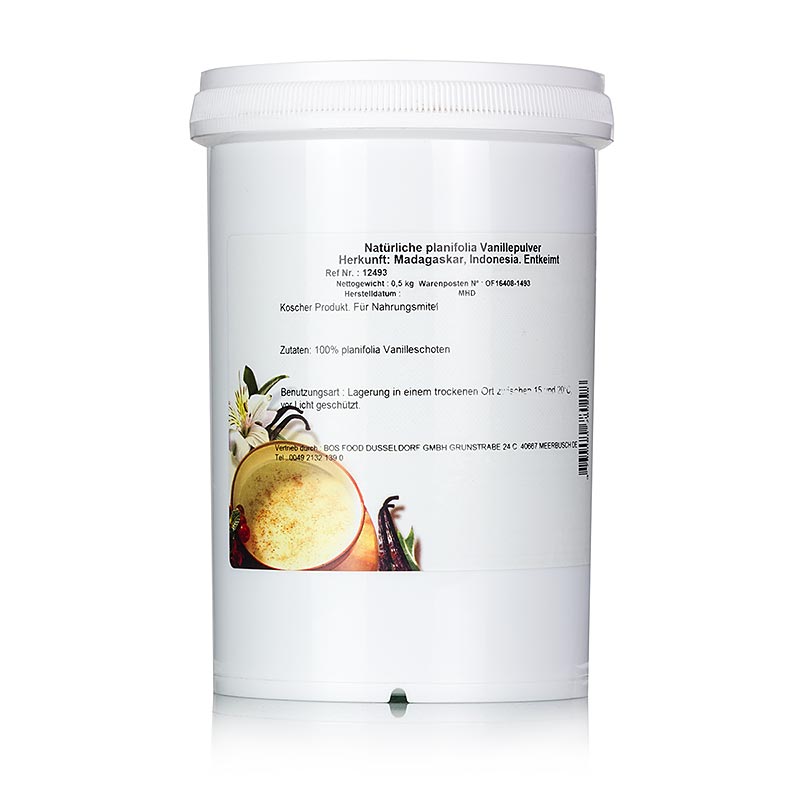 Planifolia vanilje, malt, fra Madagaskar - 500 g - PE-skall