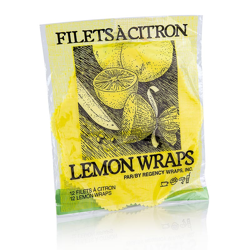 The Original Lemon Wraps - Zitronenserviertuch, gelb, mit grüner Krawatte - 12 St - Beutel