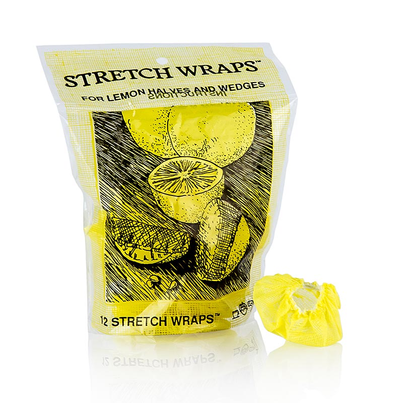 The Original Lemon Stretch Wraps - Zitronenserviertuch, gelb mit Gummiband - 12 St - Beutel