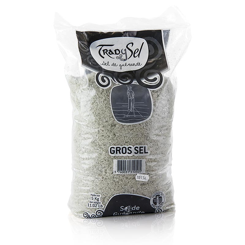 Sal marinho grosso, cinza, umido, Guerande / Franca, TradySel - 5kg - Bolsa