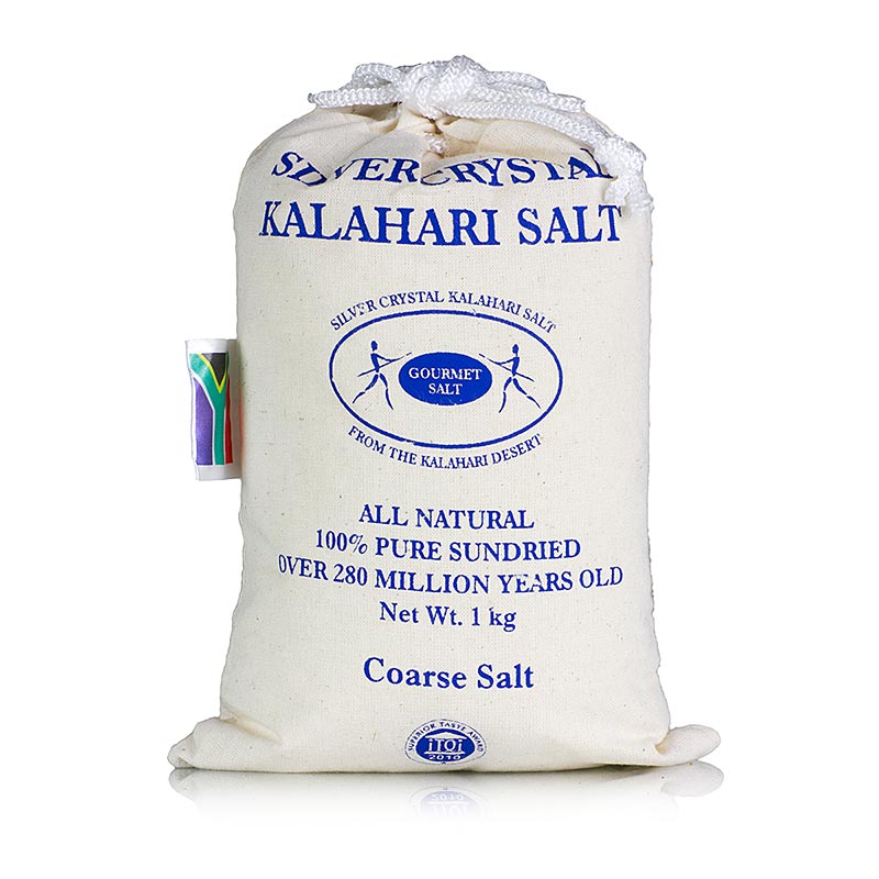 Sal cristalina de plata del Kalahari, gruesa - 1 kg - bolsa de tela